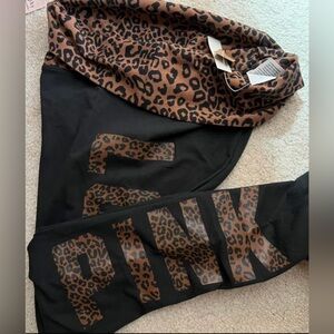 NWT PINK Leopard Leggings Size L